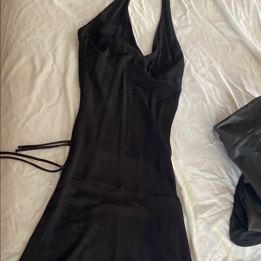 ABS Allen Schwartz Black Sleeveless Halter Slip Dress